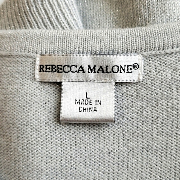 REBECCA MALONE/CREW NECK SWEATER/SILVER GRAY/ SZ L - Picture 8 of 9